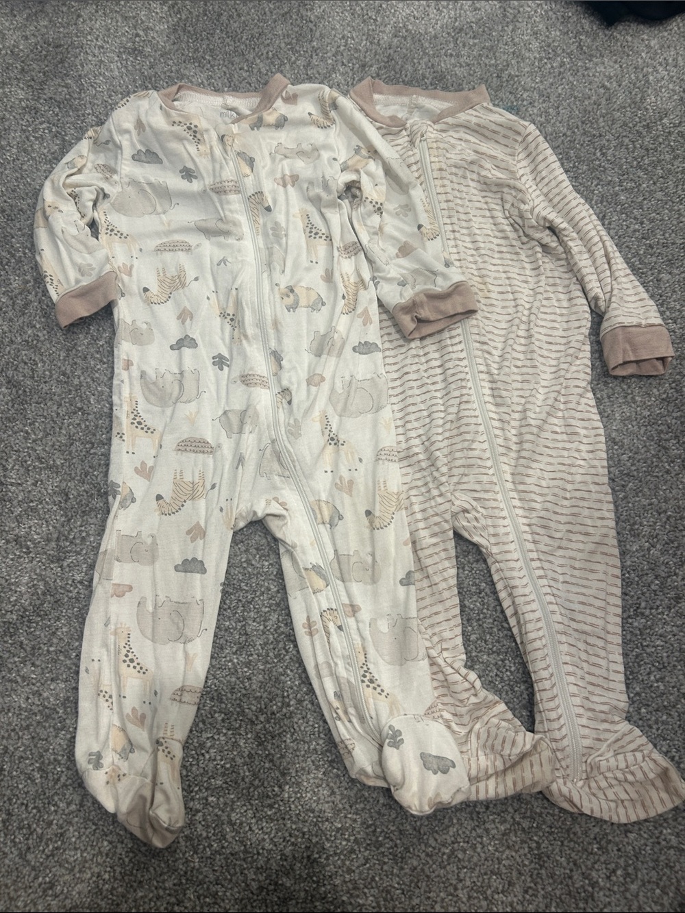 Cozy Kids One Piece Pajamas - Cream and Tan